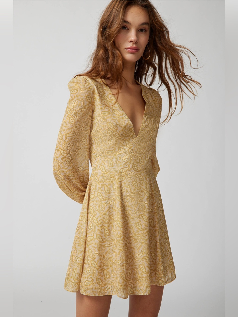 NWT Sold Out Glamorous Long Sleeve Paisley Mini Dress from Urban Outfitters L